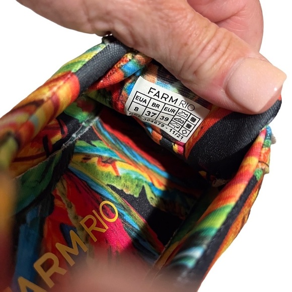 Farm Rio Black Banana Flatform Sneakers Size 8 Printed Lace Up - Picture 9 of 9